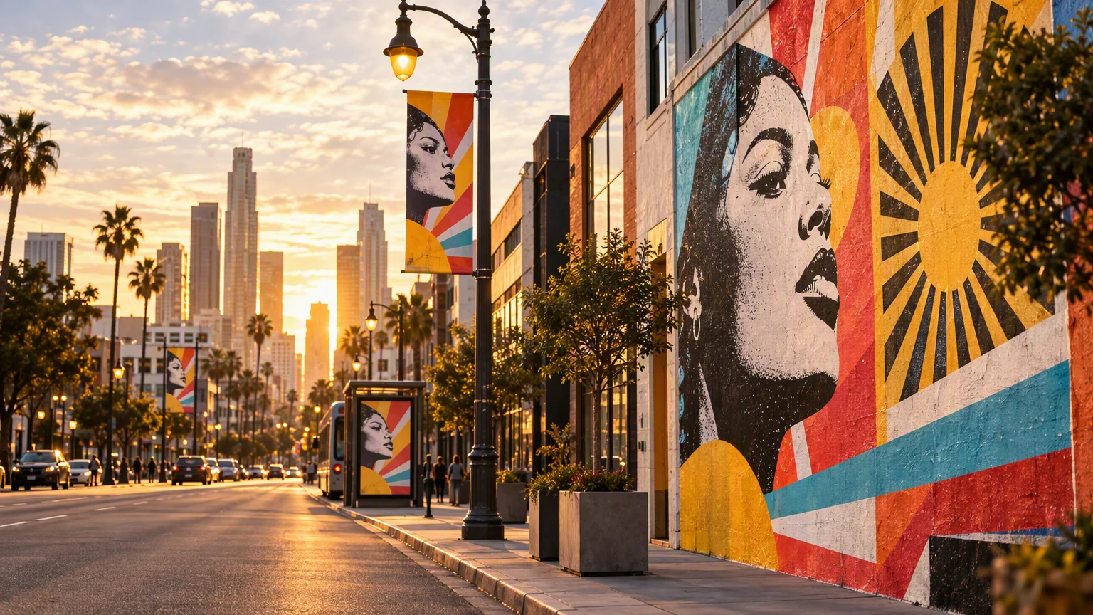 One campaign idea appears coherently across several city formats.